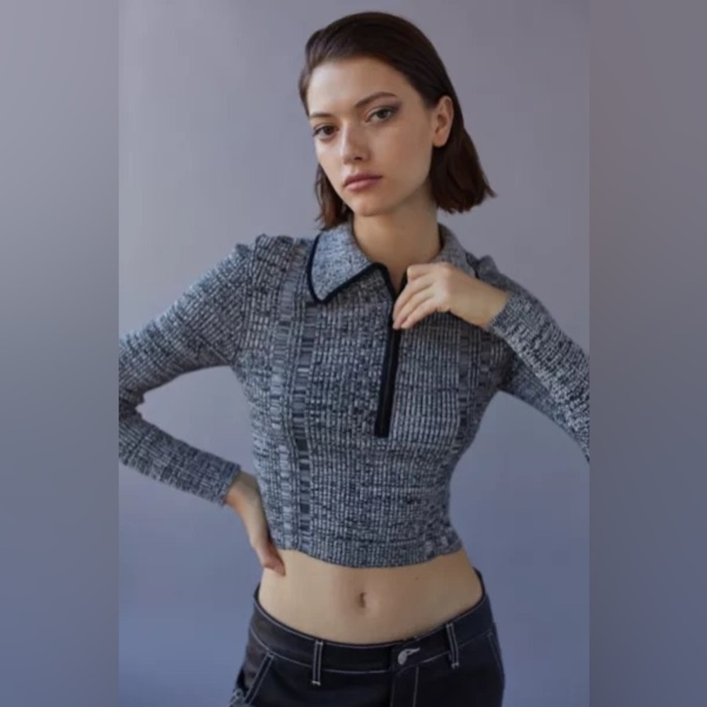 Quarter zip polo sweater